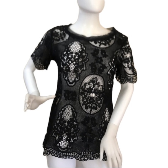 Lacey Crochet Top / short sleeves / size Sm - Picture 4 of 14